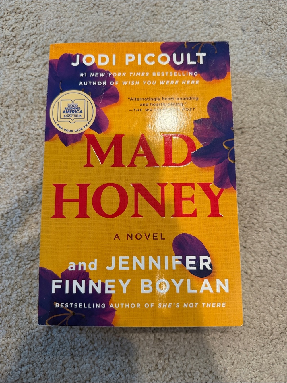 Mad Honey by Jodi Picoult & Jennifer Finney Boylan - Yellow & Purple Cover